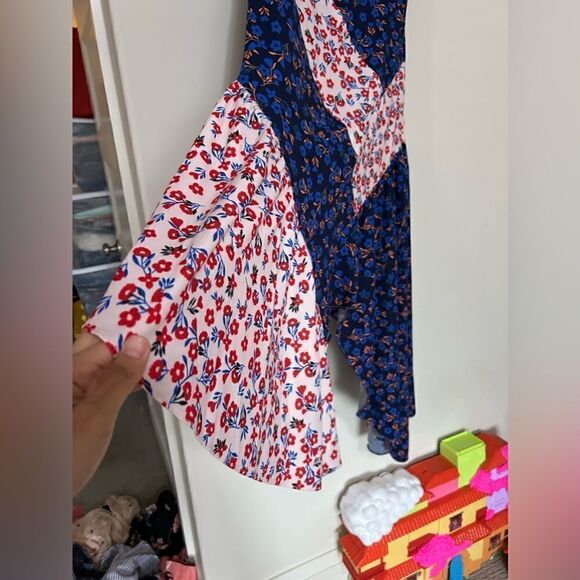 Lulus Golden Hour Blush and Navy Floral Print Strapless Midi Dress - Picture 6 of 12